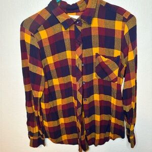 Women's Plaid Shirt - Yellow and Red Time and Tru size M (8-10)